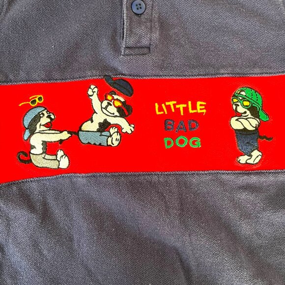 Vintage Little Big Dogs Romper Boys Toddler 12-18m "Bad Dog" Embroidered 90s - Picture 5 of 9